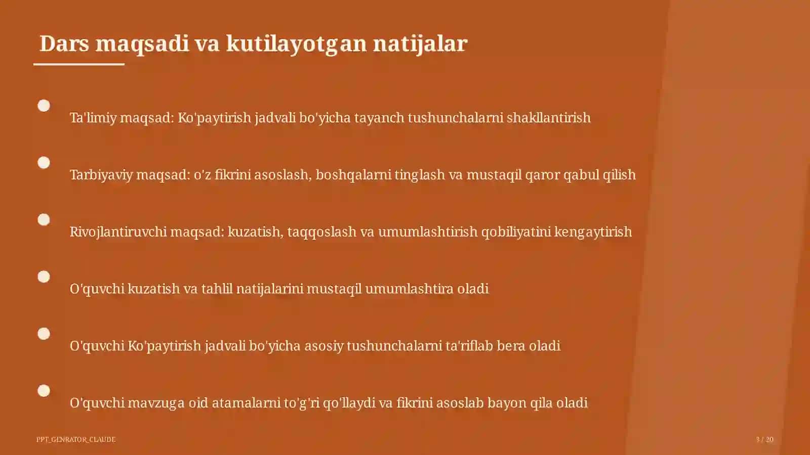 Ko'paytirish jadvali (2-sinf) 3