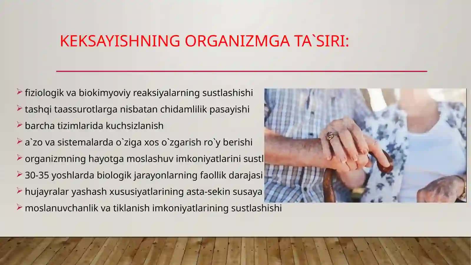 Organizmdagi keksayish davriga xoso`zgarishlar 3