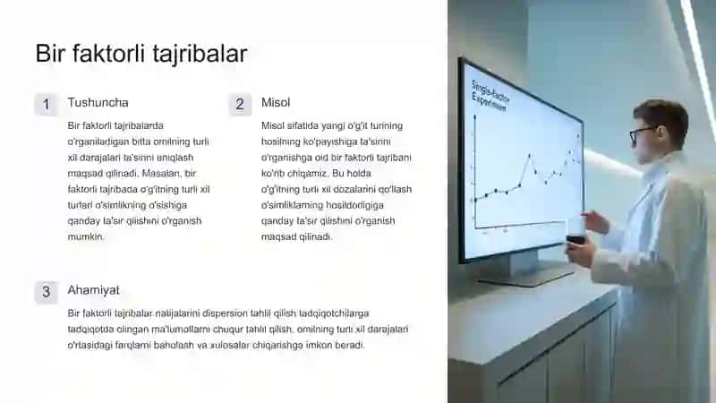 Bir faktorli tajribalar natijalarini dispersion tahlil qilish 3