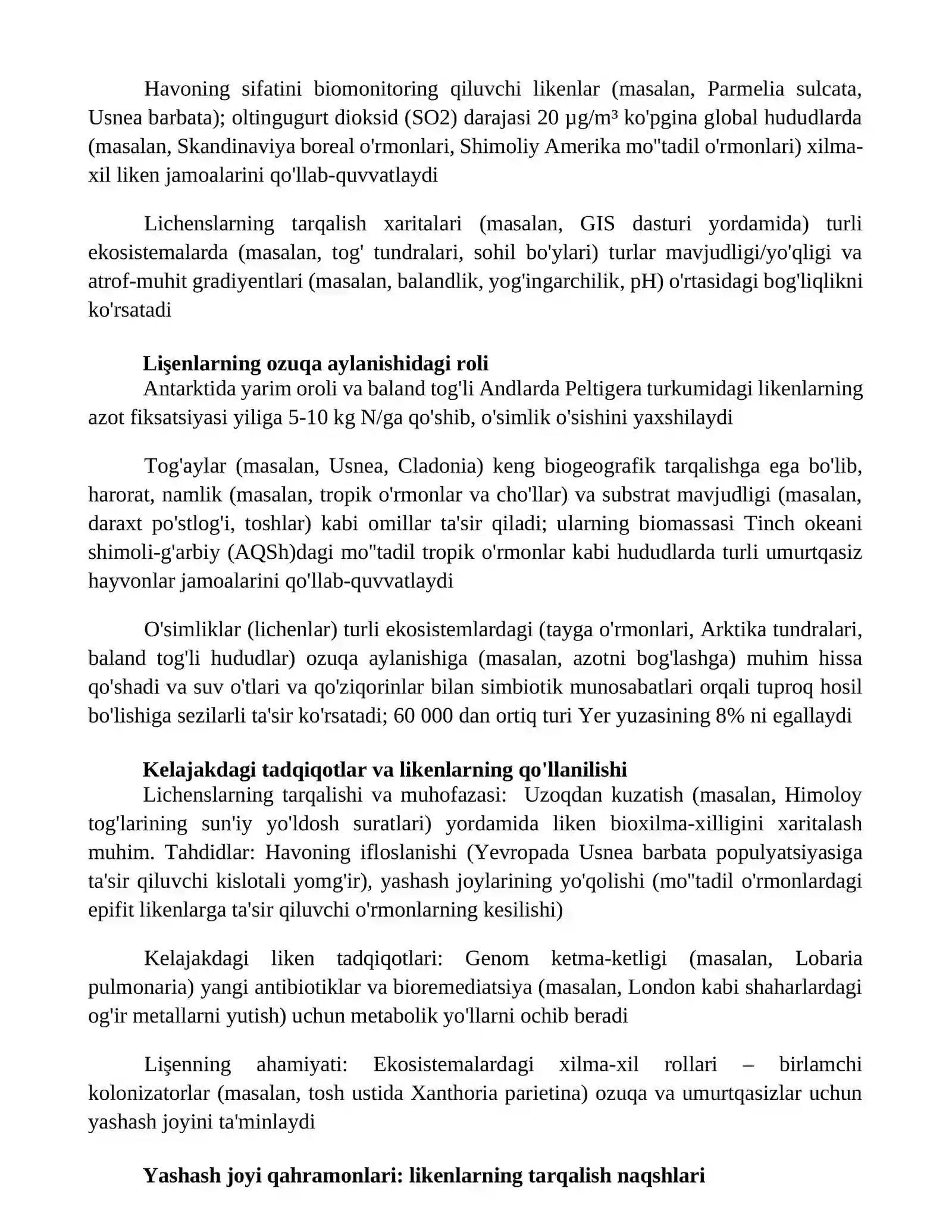 Lishayniklarning tabiatdagi ahamiyati va tarqalishi 3