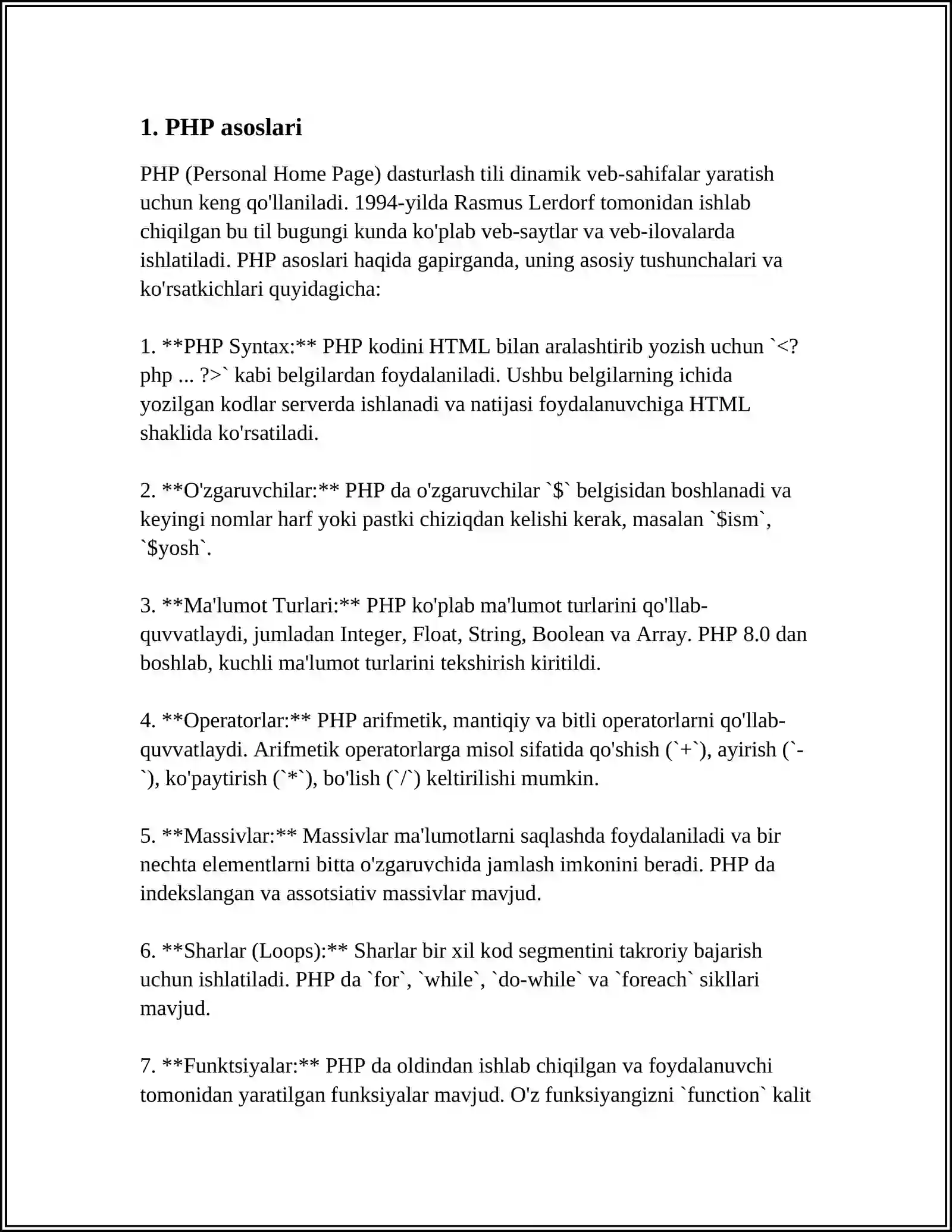 PHP VEB DASTURLASH TILIDA DARSLAR YARATISH. PHP VEB DASTURLASH TILIDA GRAFIKA BILAN ISHLAYDI 3