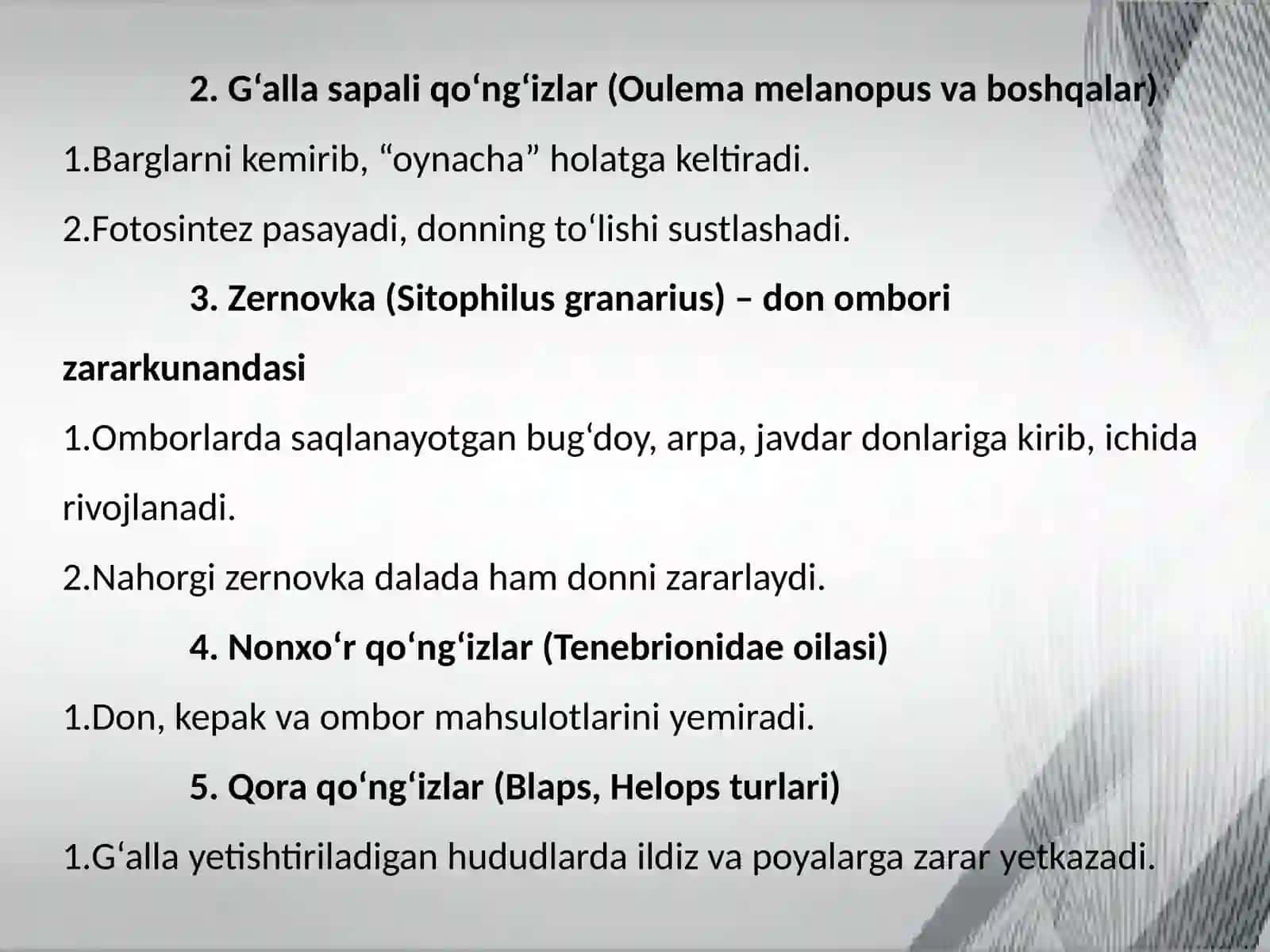 G'alla ekinlariga zarar yetkazuvchi qattiqqanotli zarakunandalar va ularga qarshi kurashish chora tadbirlari 3