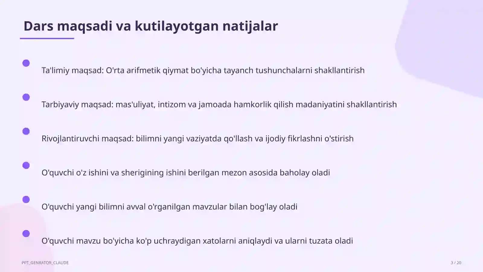 O'rta arifmetik qiymat (5-sinf) 3
