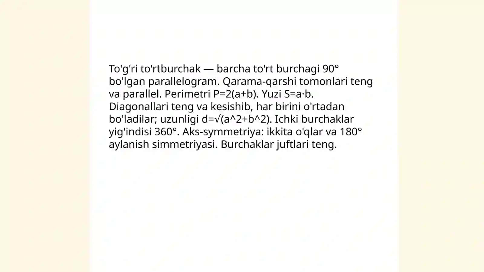 To'g'ri to'rtburchak va uning hossalari 3