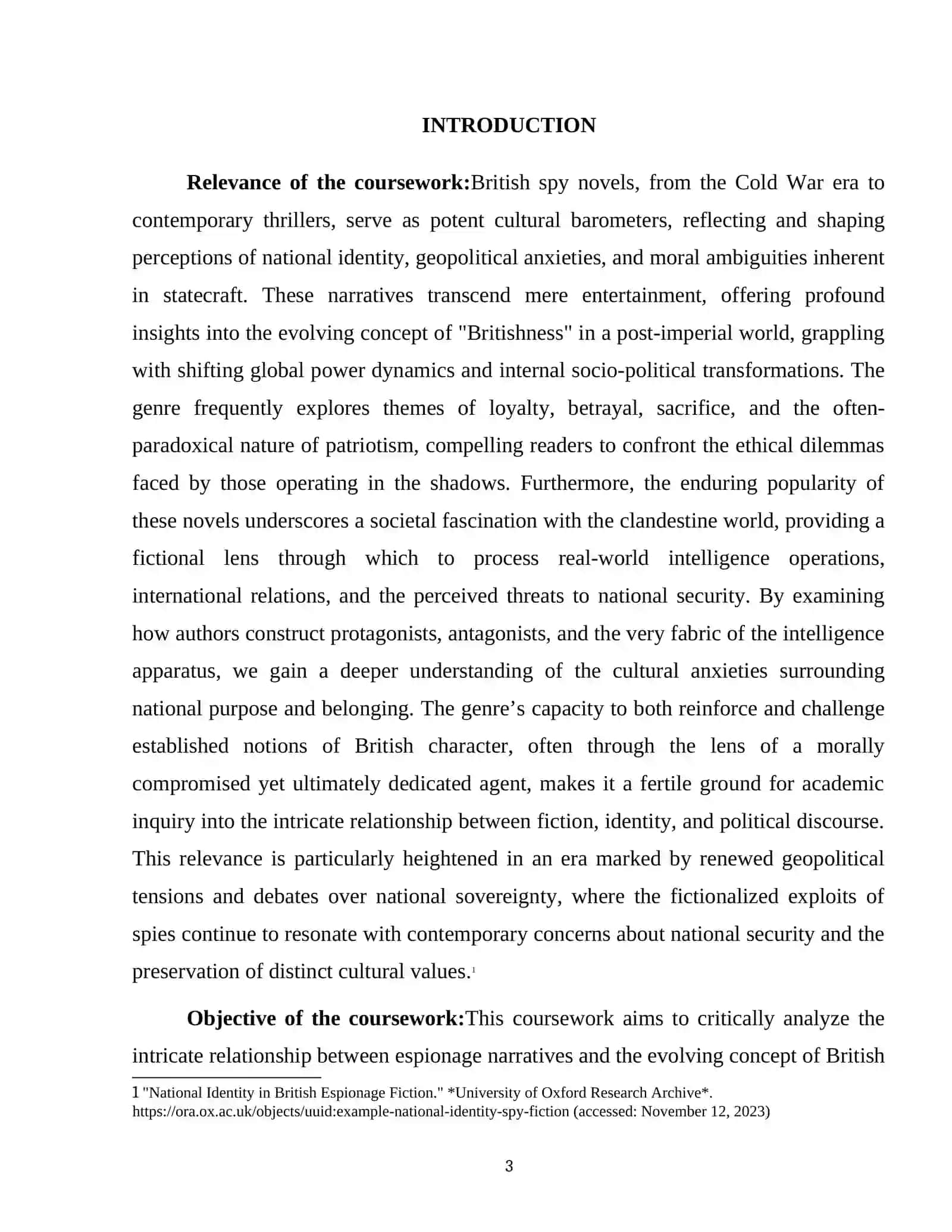 The Role of espionage and national identity in British spy novels 3