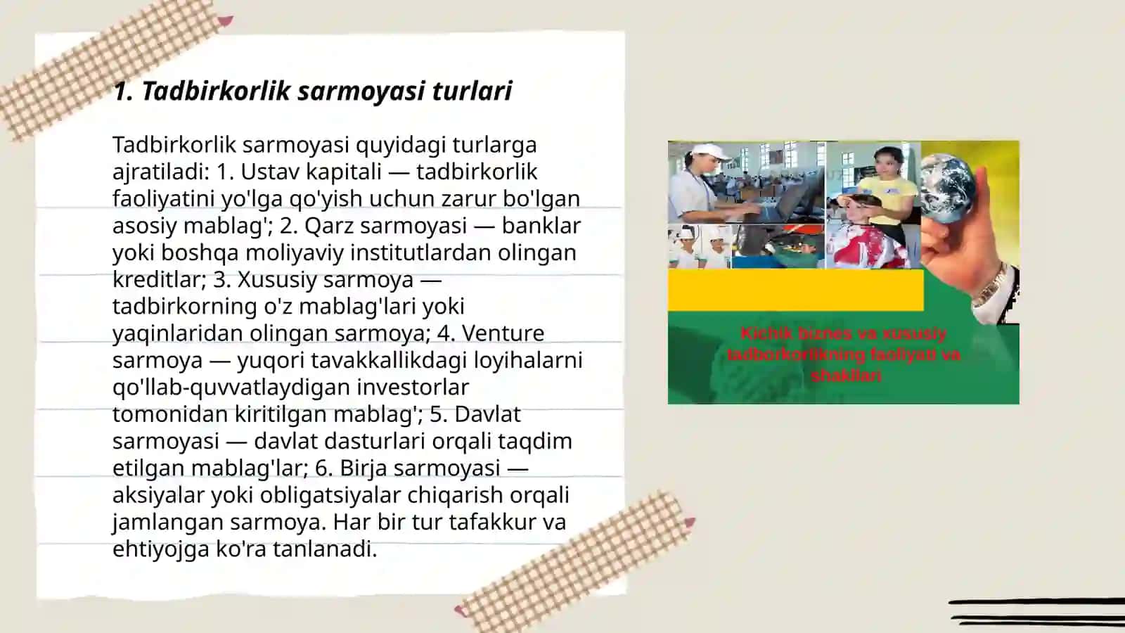 Tadbirkorlik sarmoyasi turlari 3