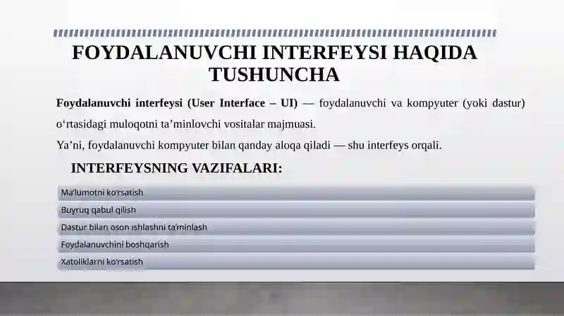 FOYDALANUVCHI INTERFEYSI 3