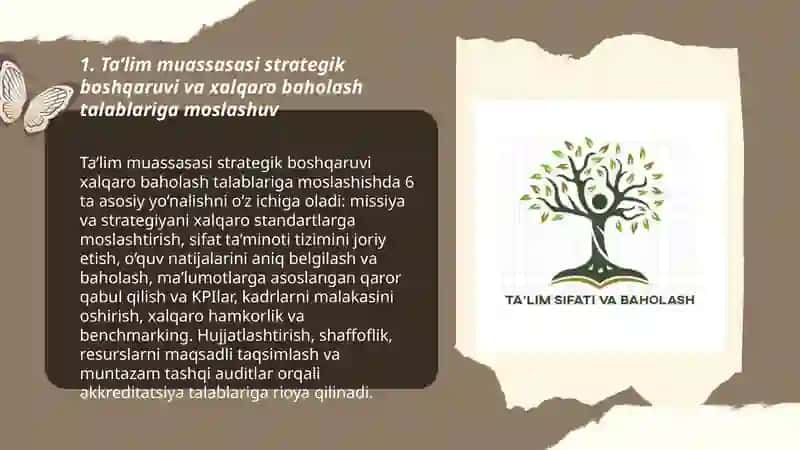 Ta’lim muassasasi menejmenti. Xalqaro baholash dasturlari 3