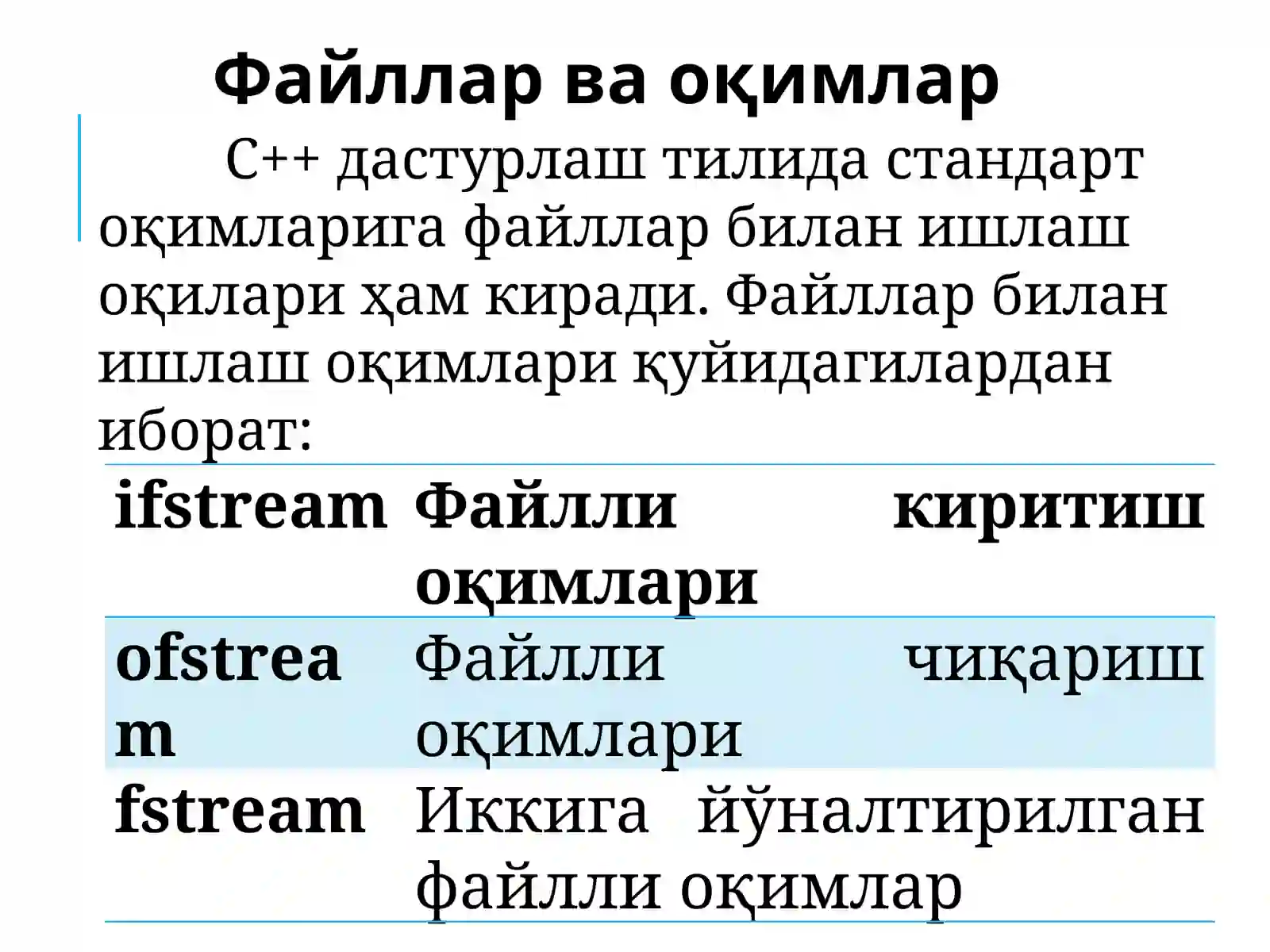 C++ дастурлаш тилида файллар билан ишлаш 3