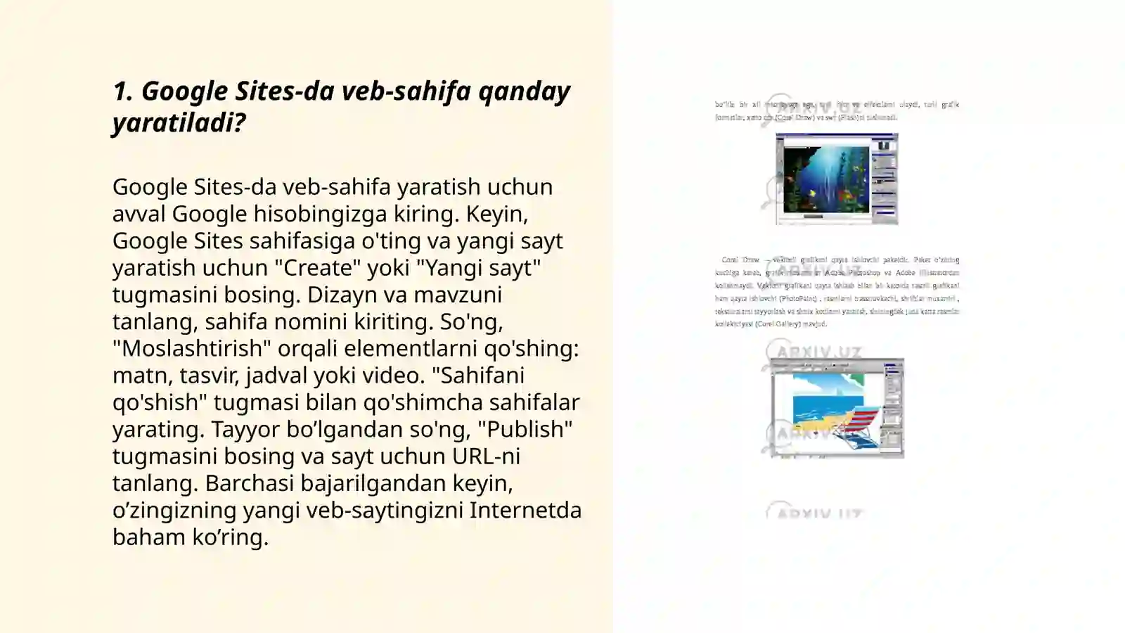 Google sites da veb-sahifalar yaratish 3