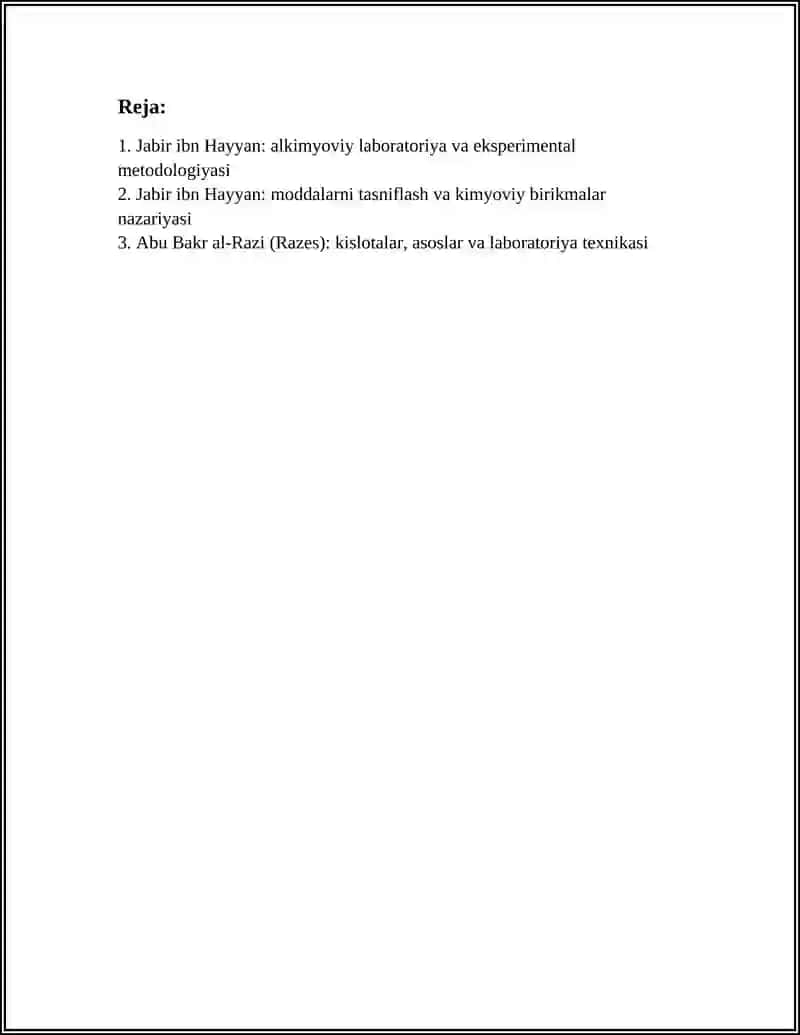 ALKIMYOGARLAR FAOLIYATINING KIMYONI RIVOJLANTIRISHDAGI ROLI MASHHUR ARAB ALKIMYOGARLARI 3