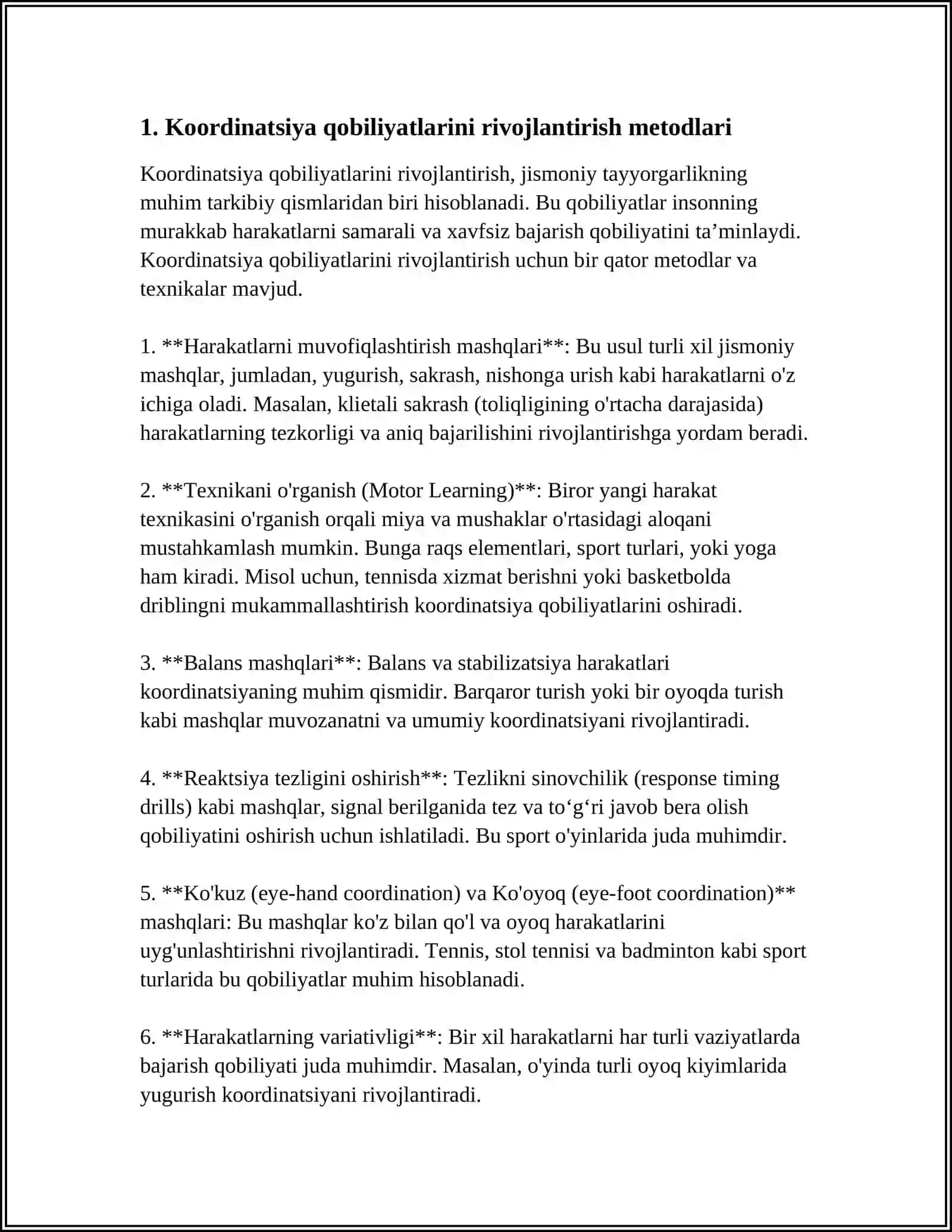 KARDINATSIYON, QOBILYATLAR, CHAQONLIK, QOBILYATLARNI TARBIYALASH 3