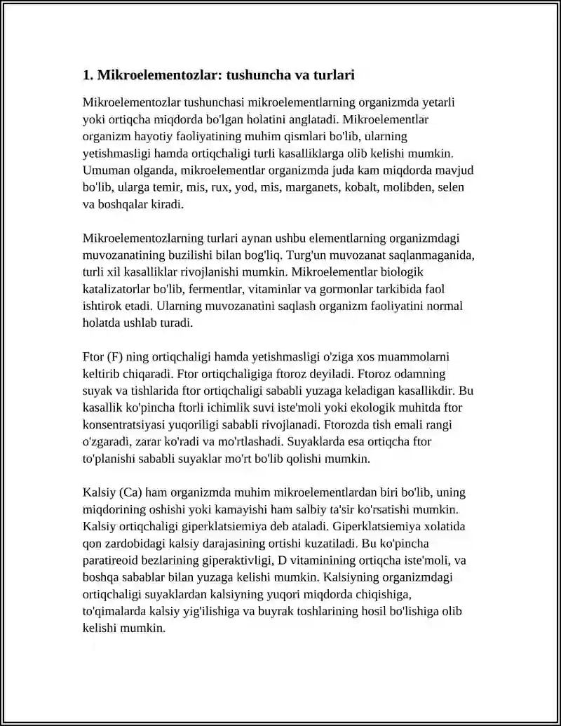 MIKROELEMENTOZLAR. FTOR, KALSIY MIQDORLARINING OSHIB KETISHI 3