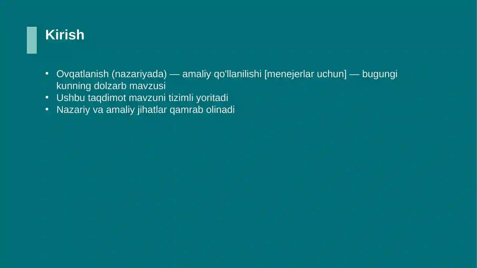 Ovqatlanish (nazariyada) — amaliy qo'llanilishi [menejerlar uchun] 3