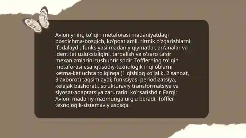 Avloniyning "Madaniyat to'lqinlari" va E.Tofflerning "Uchinchi to'lqin" asarini qiyosiy tahlil etish 3