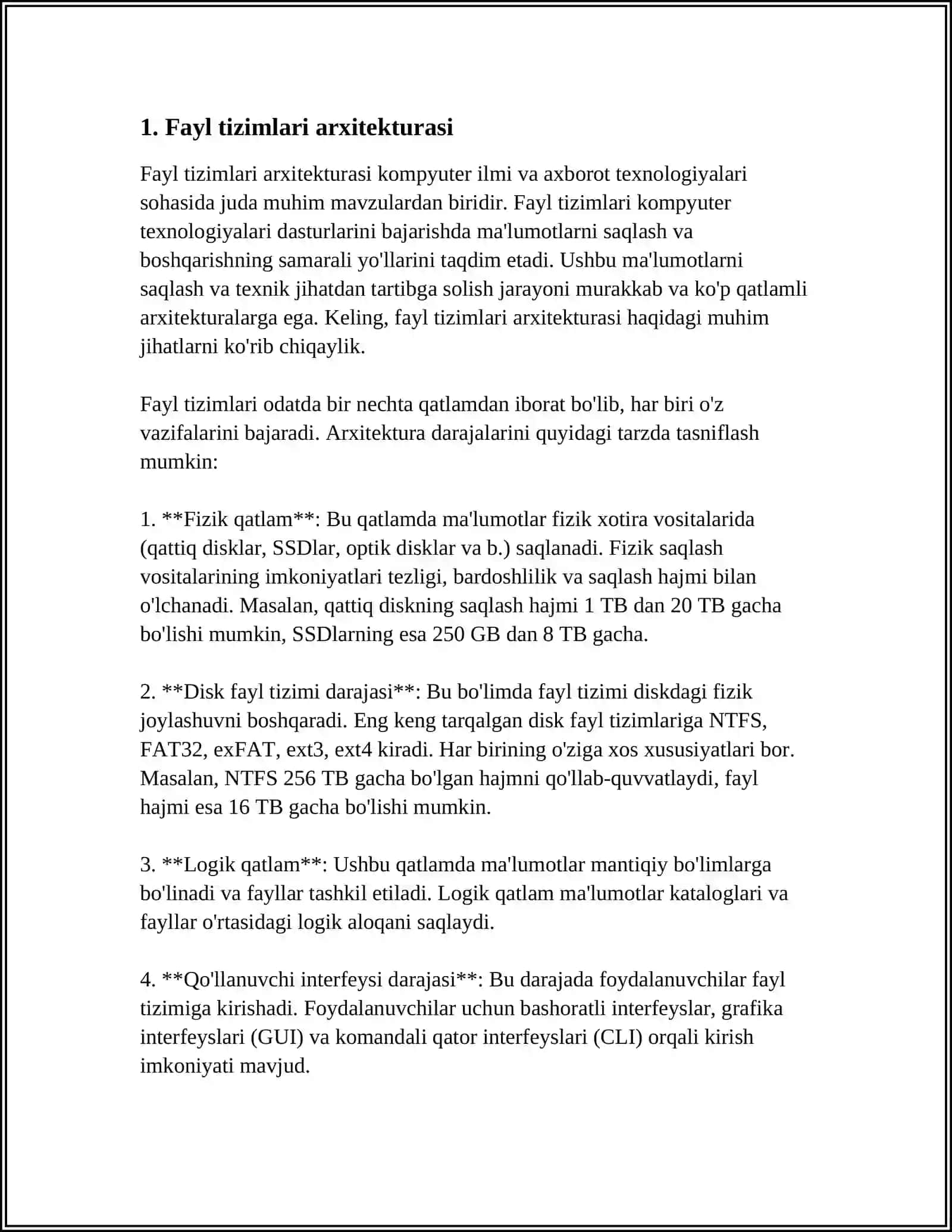 OPERATSION TIZIMLARDA FAYL TIZIMLARI VA FAYLLARNI BOSHQARISH 3