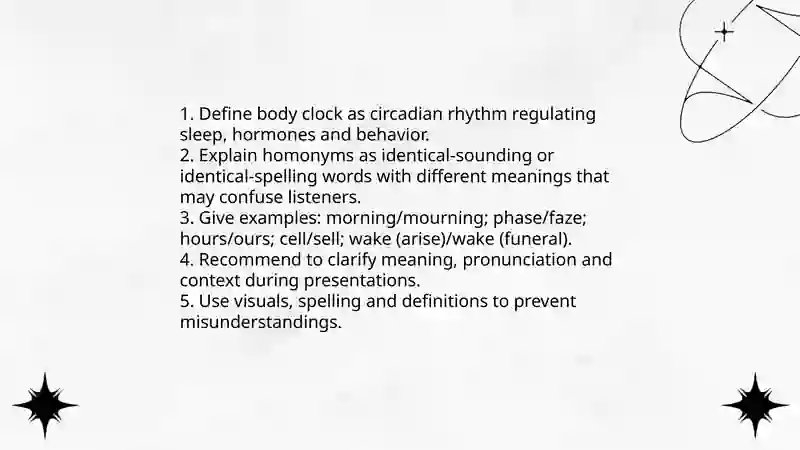 Body clock. Homonyms. Presentation 3