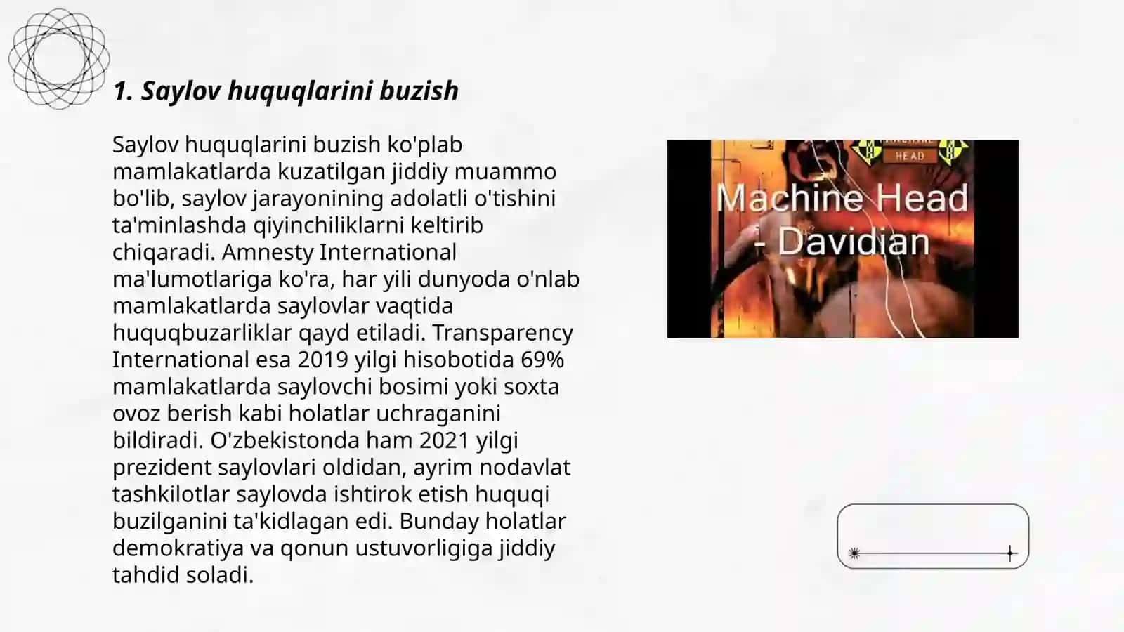 Fuqarolarning huquq va erkinliklariga tajovuz qiladigan hamda saylov va referendum tashkil etish va oʻtkazish sohasidagi huquqbuzarliklar 3