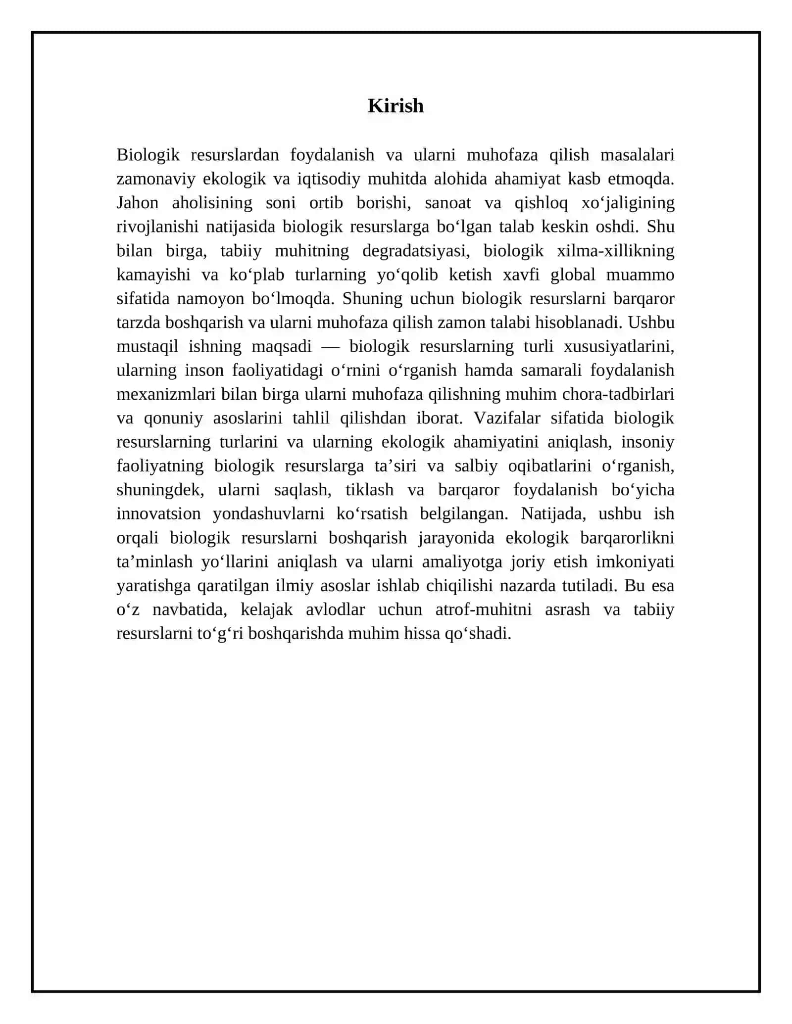 Biologik resurslardan foydalanish va ularni muhofaza qilish 3