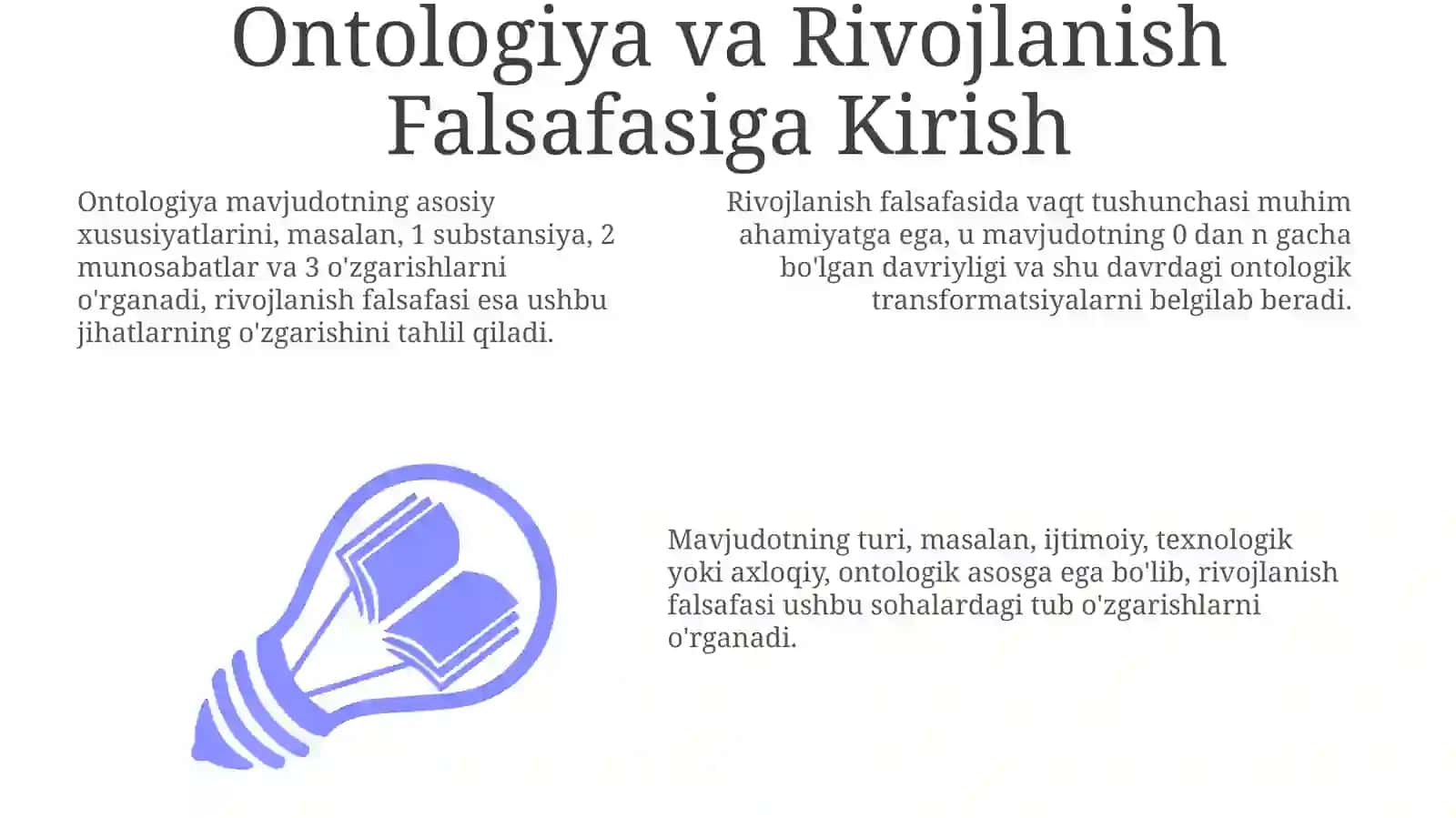 Mavjudot ontologiyasi va rivojlanish falsafasi: Asosiy tushunchalar 3
