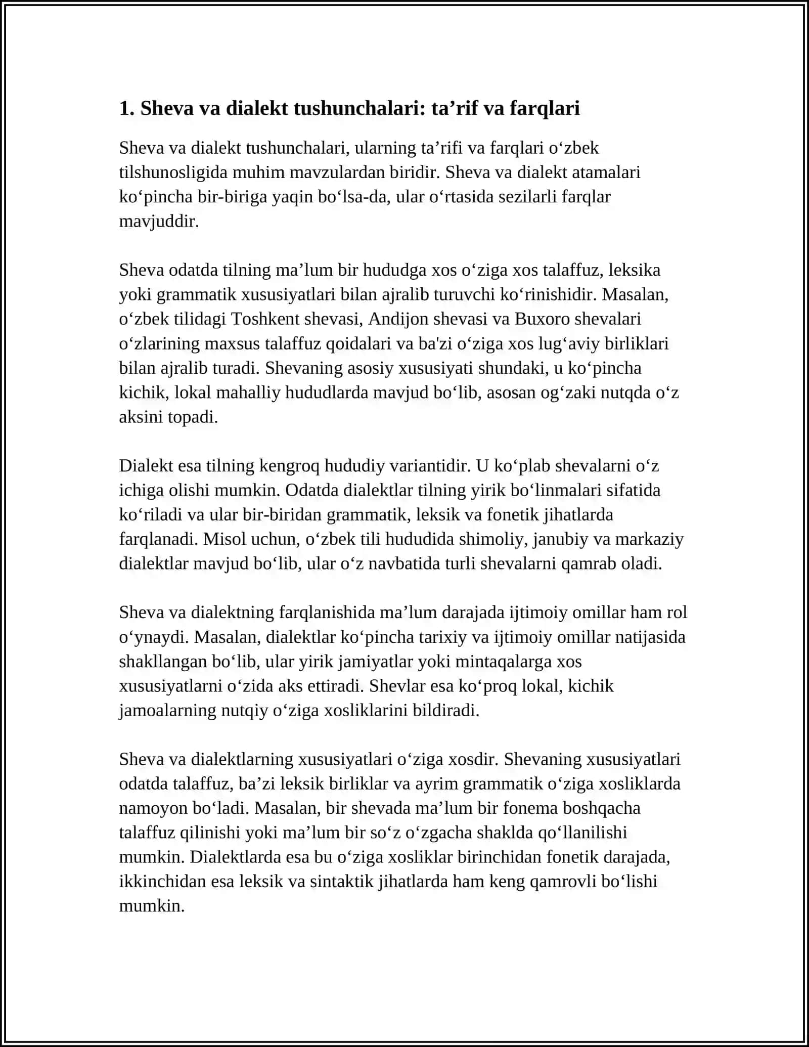 SHEVA,DIALEKT.LAHJALARNING XUSUSIYATLARI,ULARNI OʻRGANISH METODLARI 3