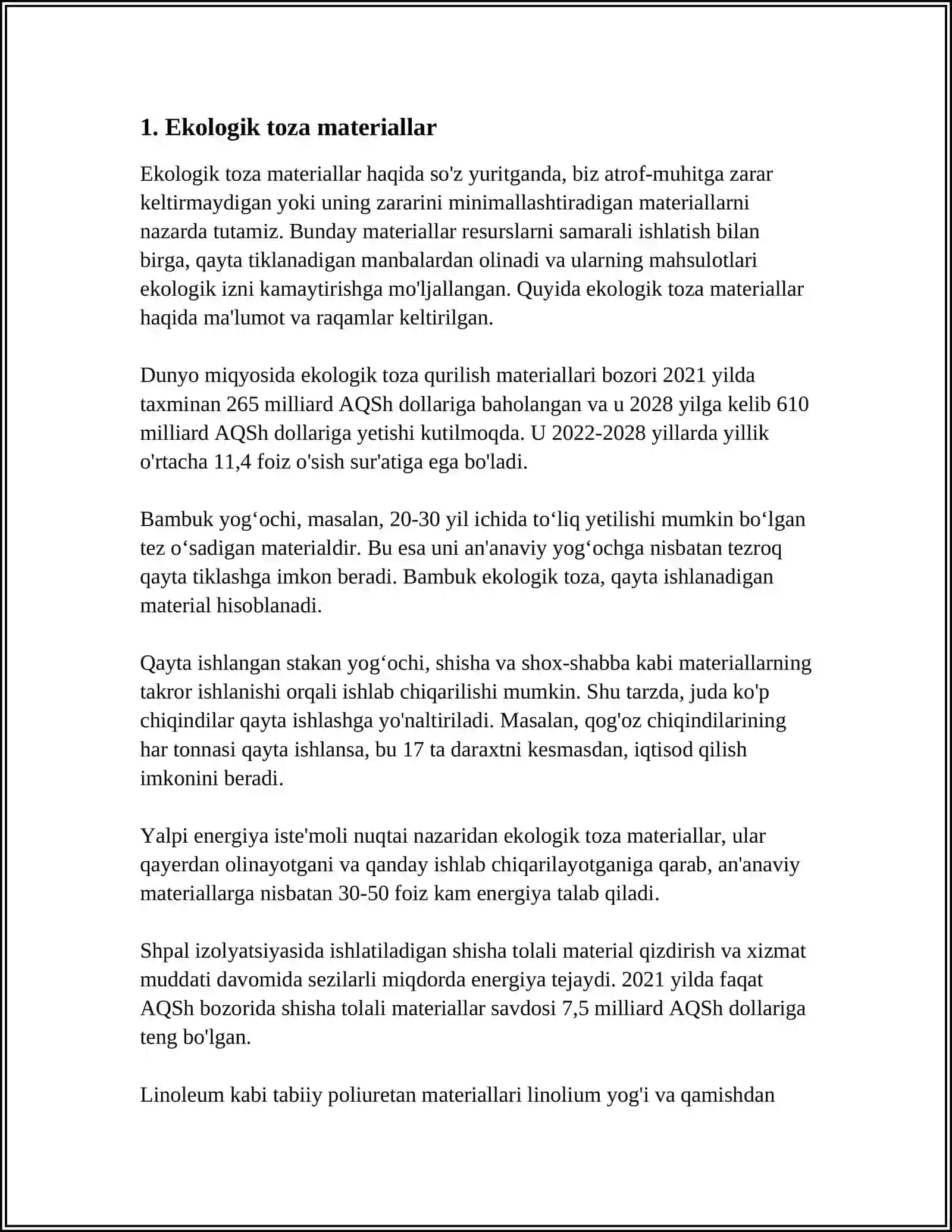 EKOLOGIK VA BARQAROR MATERIALLAR 3