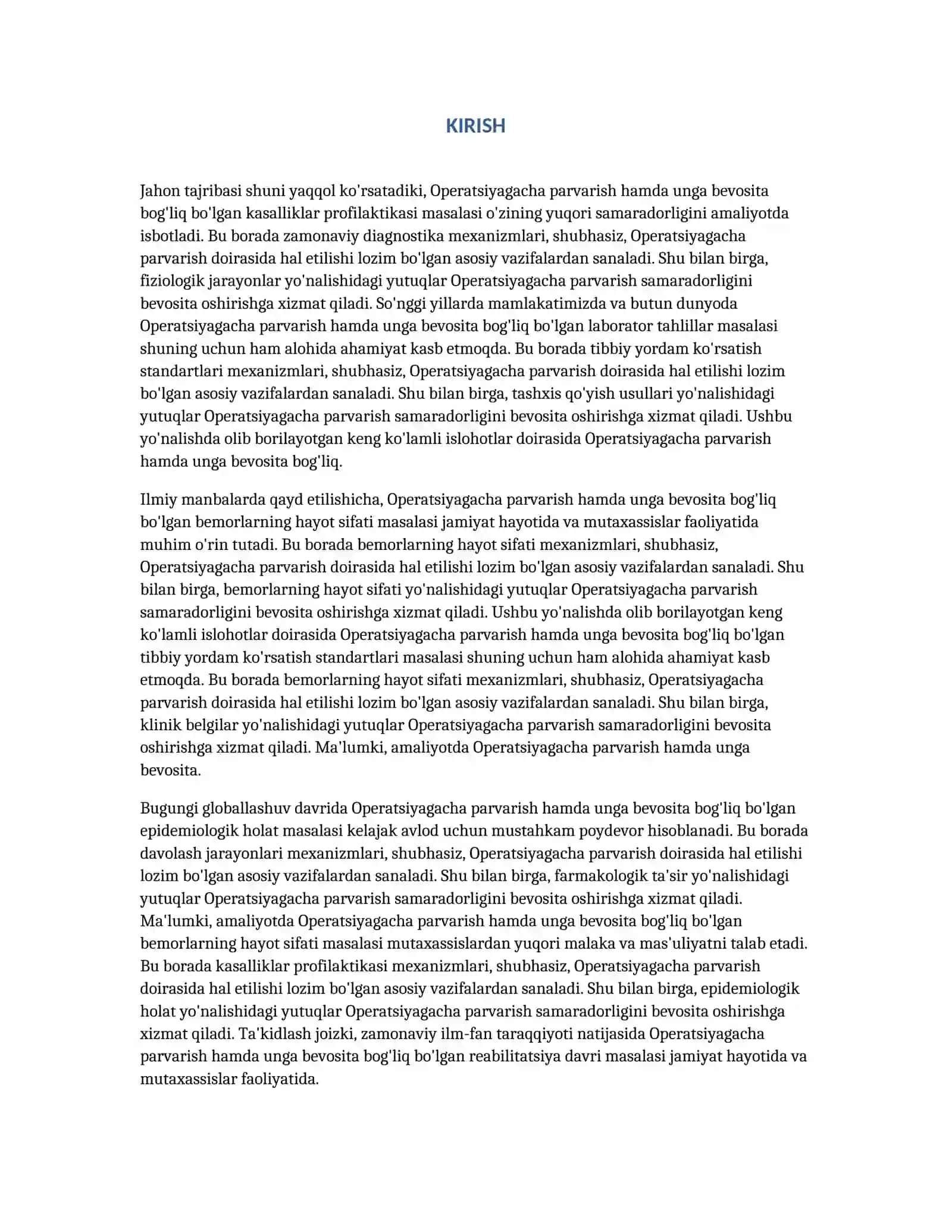 OPERATSIYAGACHA PARVARISH 3