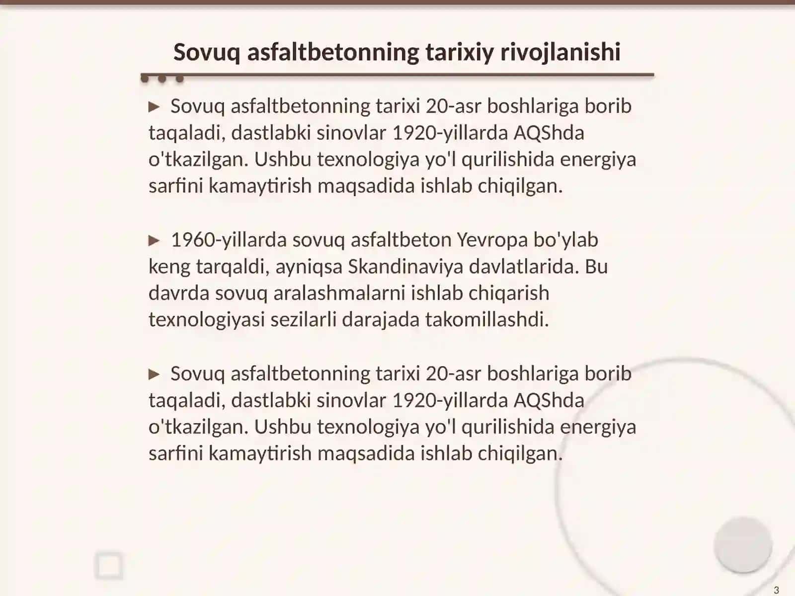 Sovuq asfaltbetondan qoplama qurish texnologiyalarining o‘ziga xosligi 3