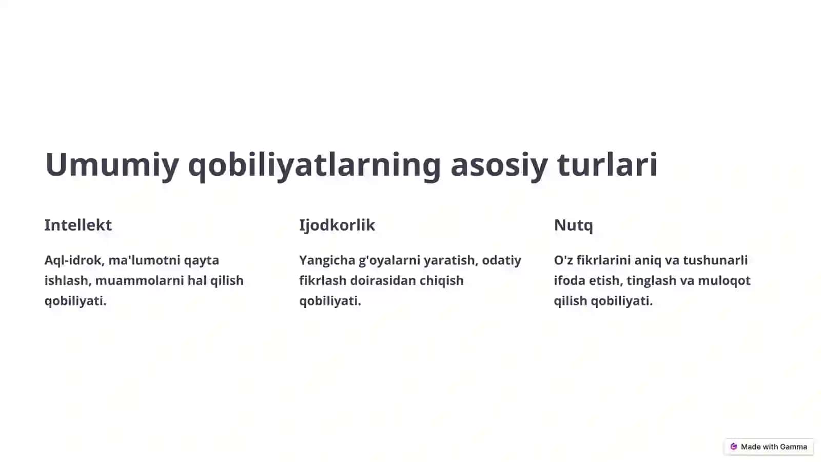 Psixologiya fanidan Umumiy va maxsus qobiliyatlar 3