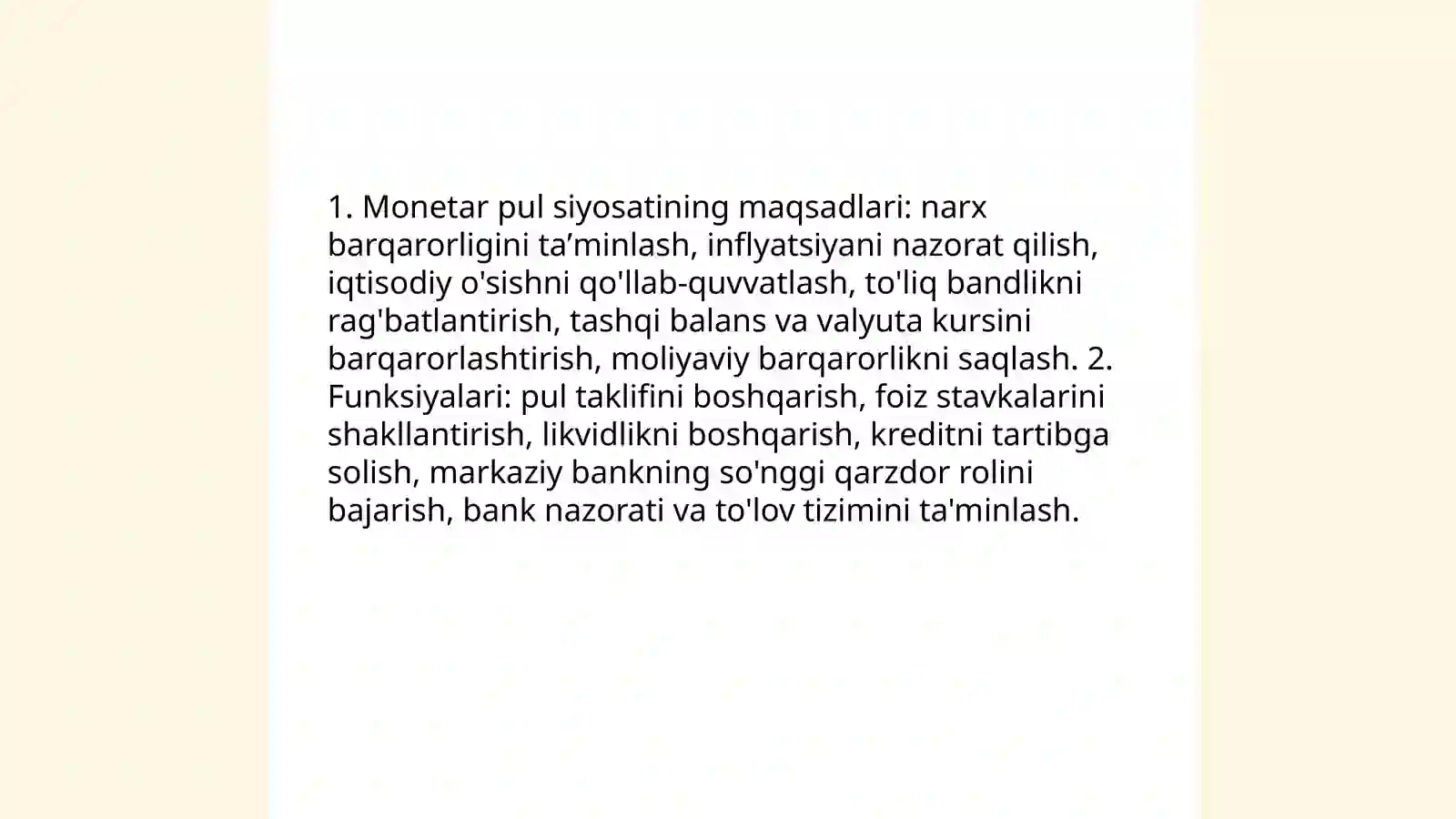 Monetar pul siyosat va foiz stavkasi 3