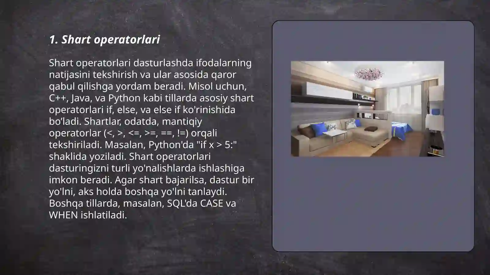 Dasturlashning asosiy operatorlari 3