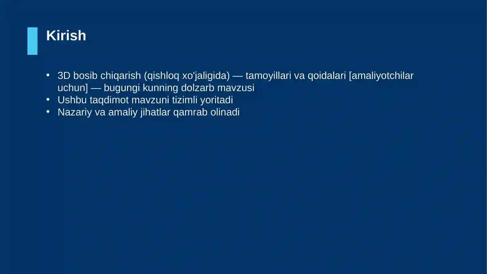 3D bosib chiqarish (qishloq xo'jaligida) — tamoyillari va qoidalari [amaliyotchilar uchun] 3