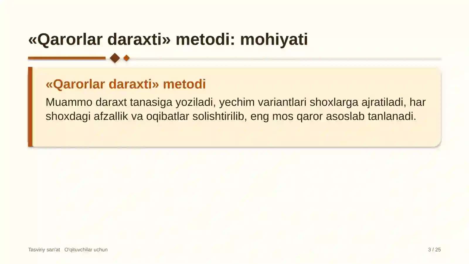 tasviriy san'at darslarida qarorlar daraxti metodidan foydalanish 6396 3