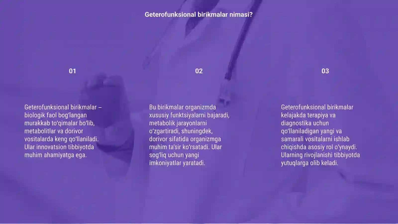 Geterofunksional birikmalar metabolitlar va dorivor vositalar sifatida 3