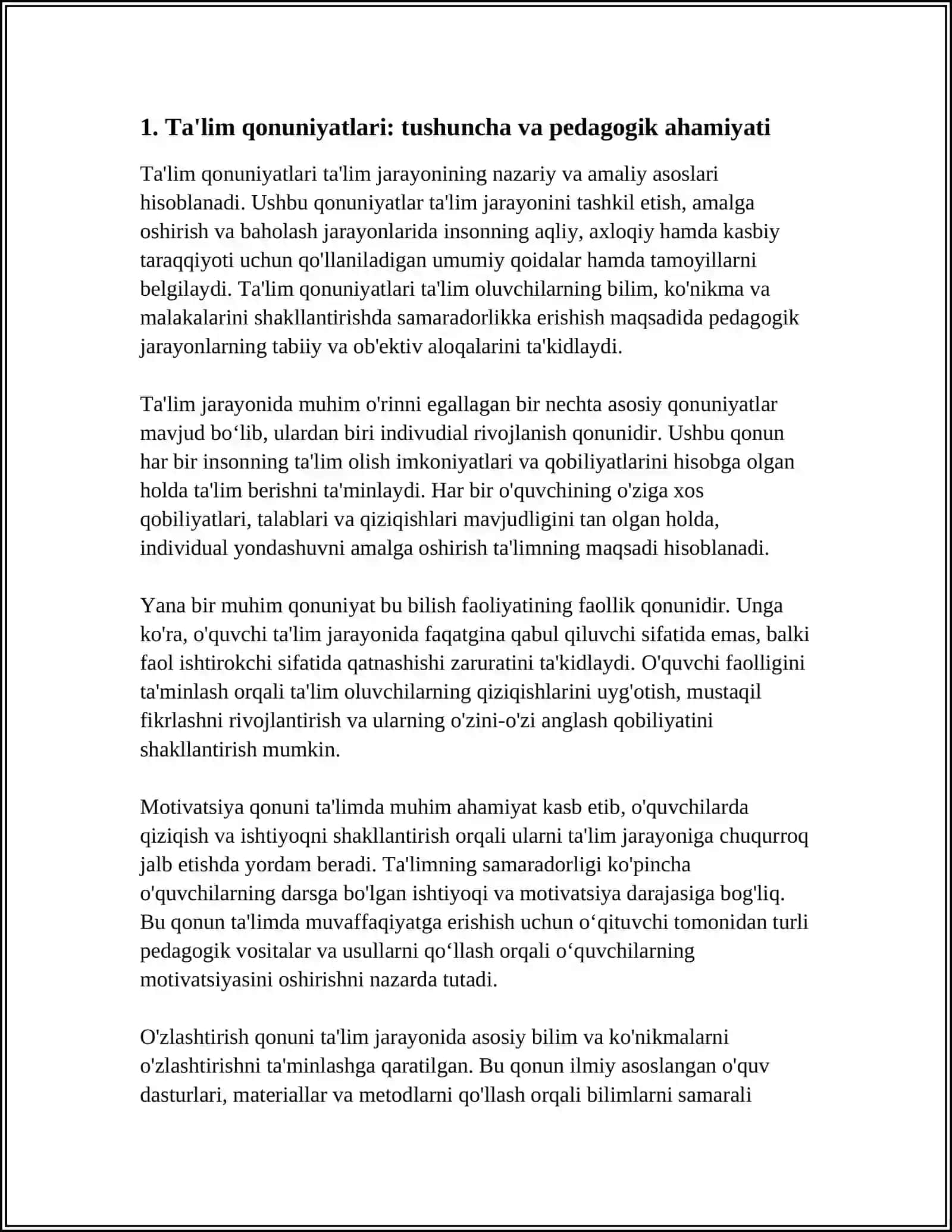 TA'LIM QONUNIYATLARI VA TAMOILARI TA'LIMNING METOD VA VOSITALARI 3