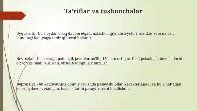 Uyqisizlik holatlari nevrozlar stress holatlari depressiyalarda farmasevtik yordam 3
