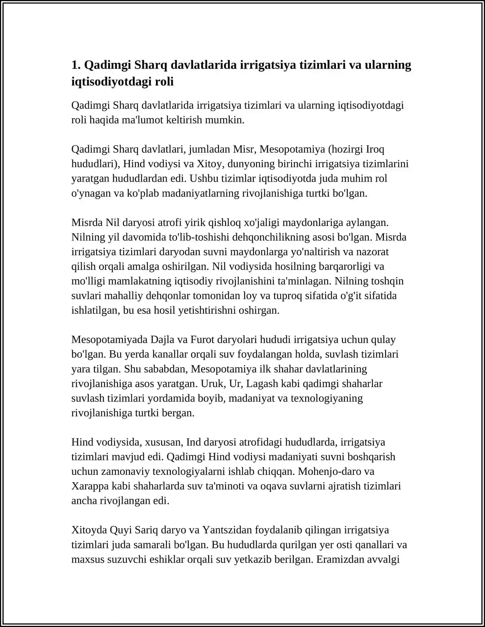 QADIMGI SHARQ DAVLATLARI IQTISODIY TARAQQIYOTINING MUAMMOLARI VA XUSUSIYATLARI 3