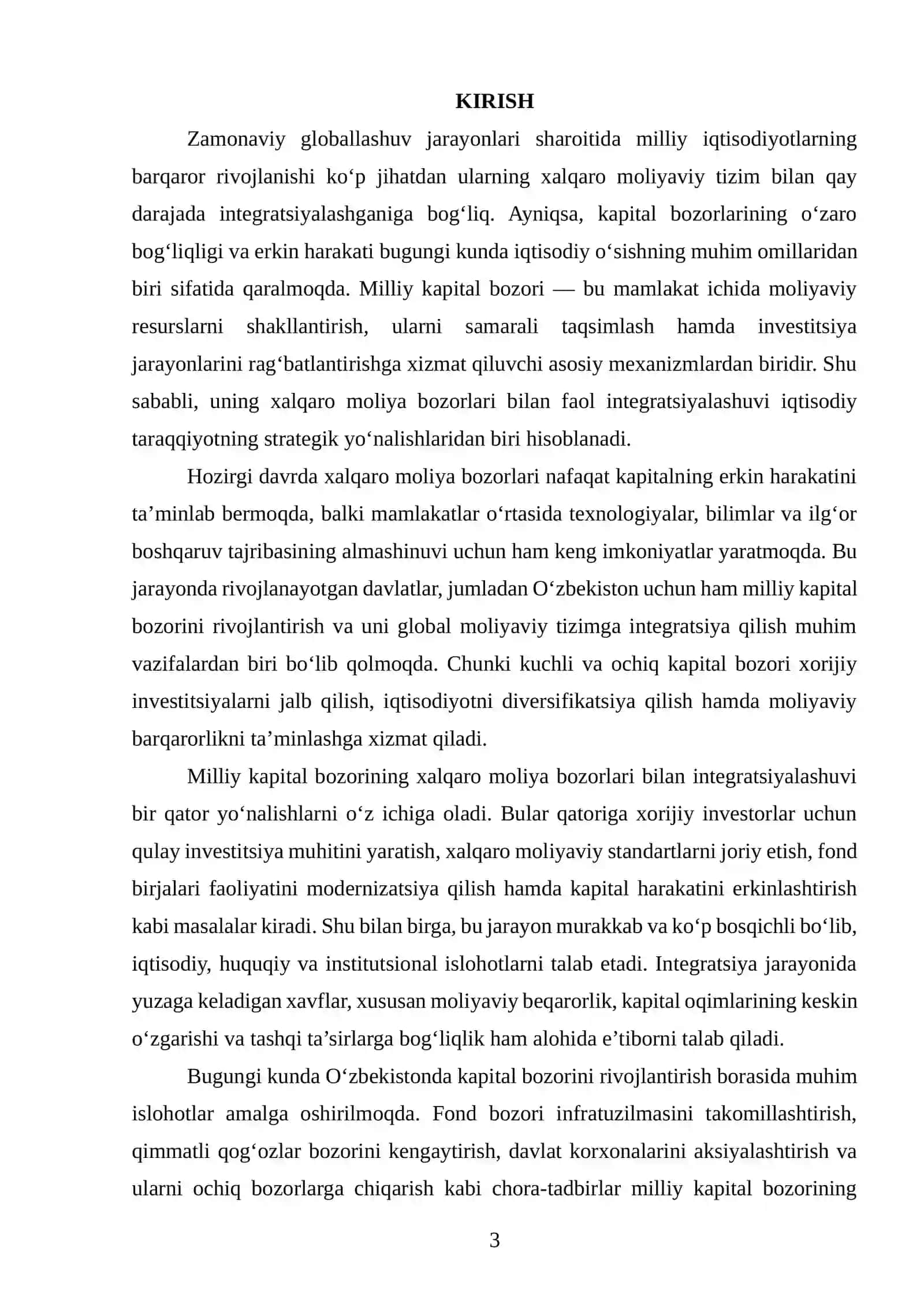 Milliy capital bozorining xalqaro moliya bozorlari bilan faol integratsiyalashuv yo’nalishlari 3