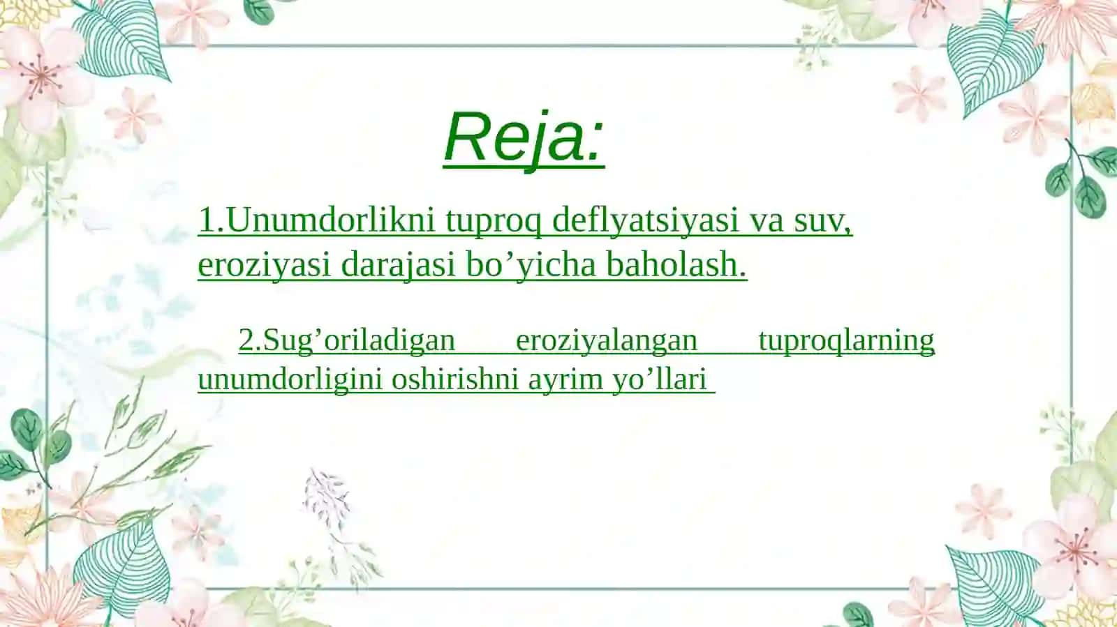 Tuproqshunoslik 4-kurs taqdimoti 3