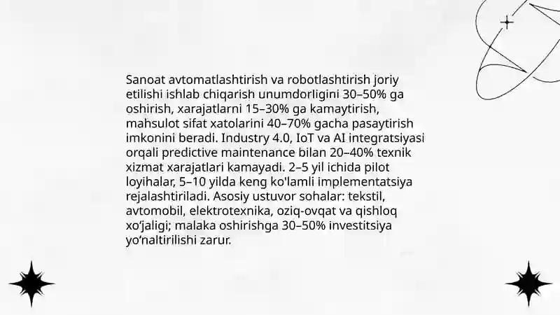 Ishlab chiqarish jarayoniga yangi, samarali texnologiyalarni tatbiq etish zaruriyati va istiqbollari 3