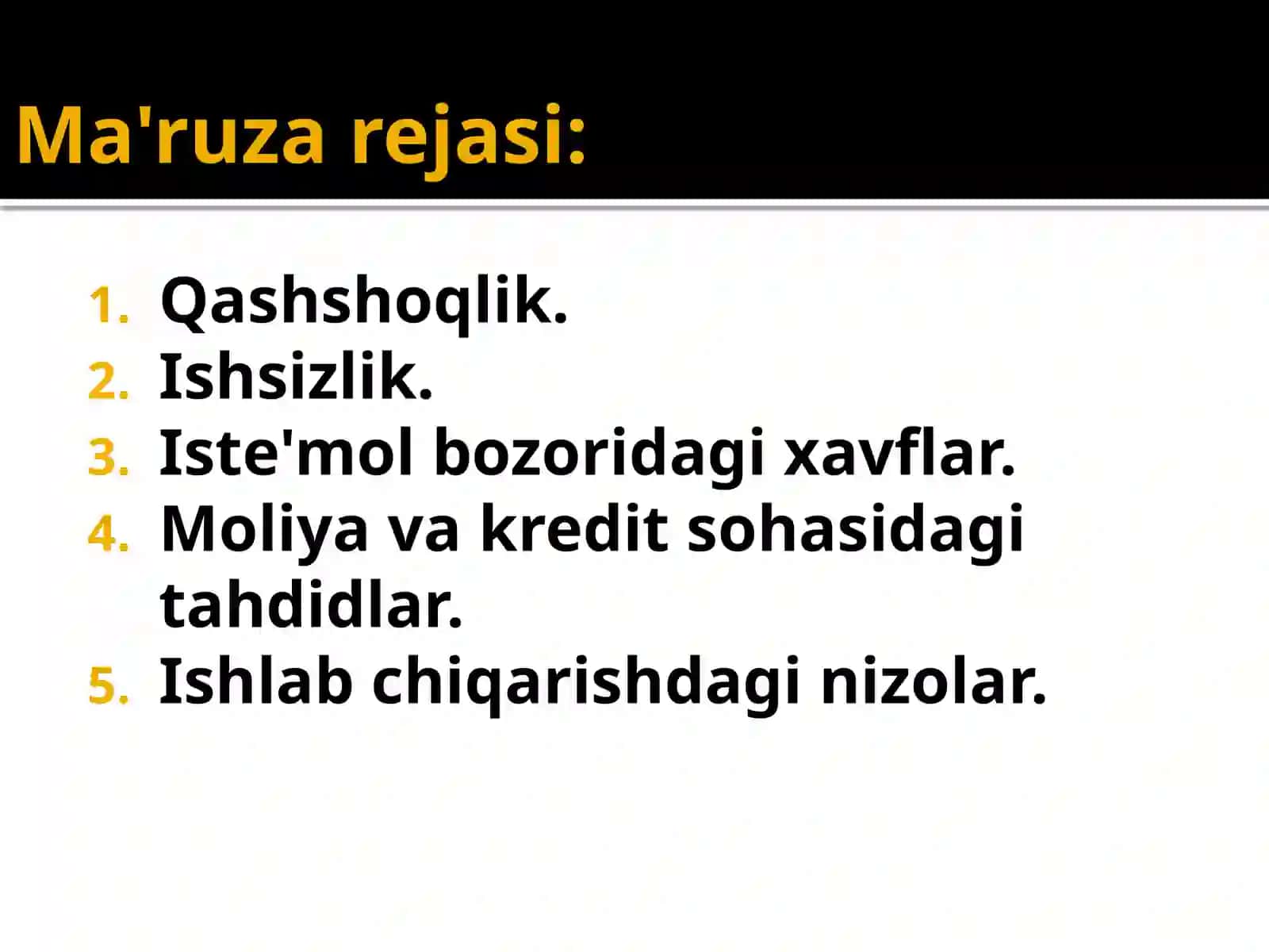 Iqtisodiy sohadagi xavf-xatarlar va xavfsizlik 3