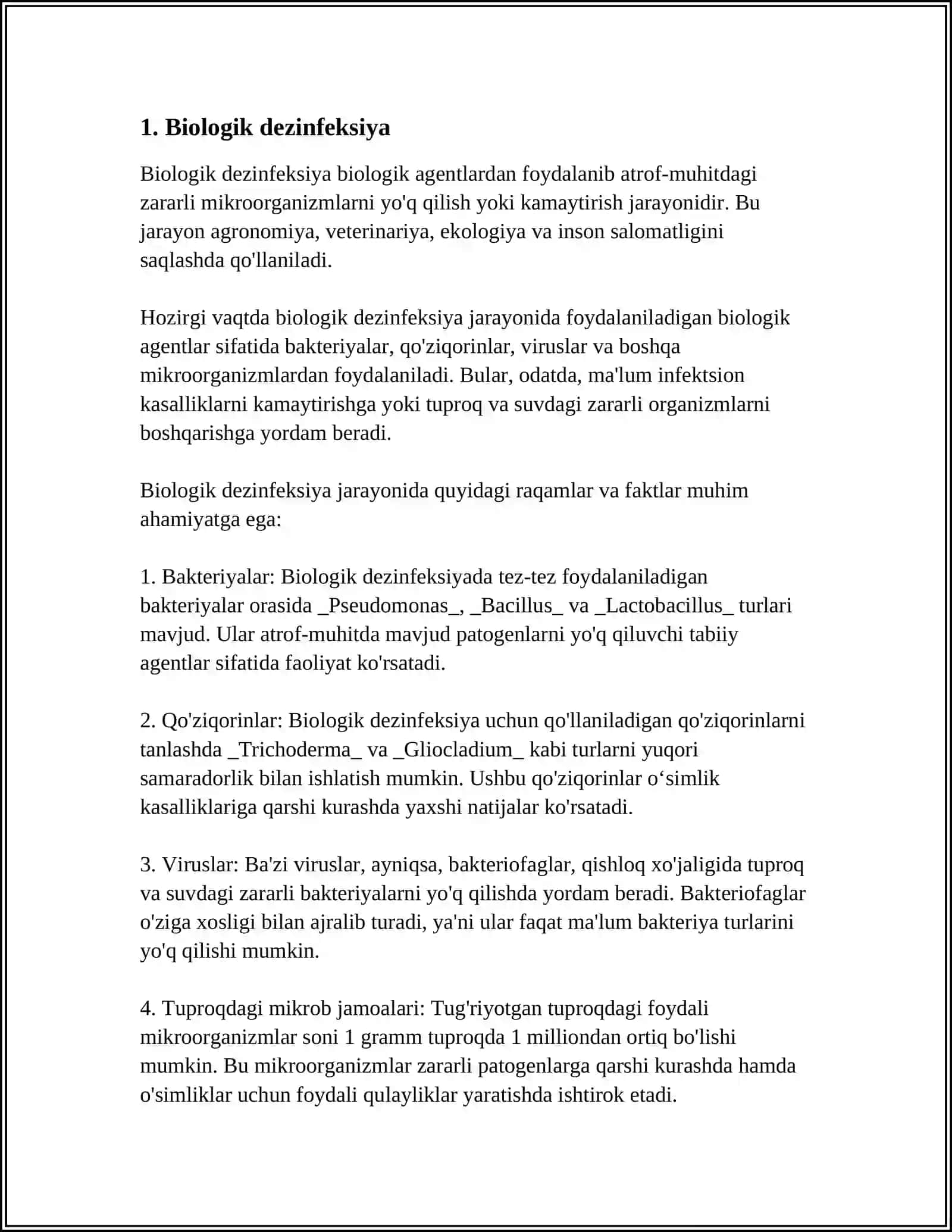 DEZINFEKSIYA TASNIFI.DEZINFEKSIYA TURLARI.ASBOB ANJOMLAR DEZINFEKSIYASI 3