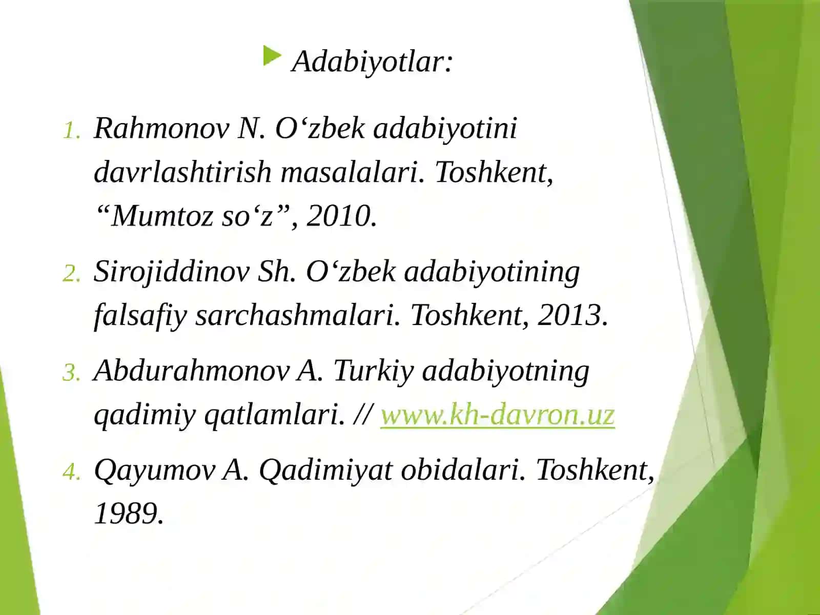 3-ma`ruza:QADIMGI SHARQVA G`ARBADABIYOTI:EPOS VA LIRIKA 3