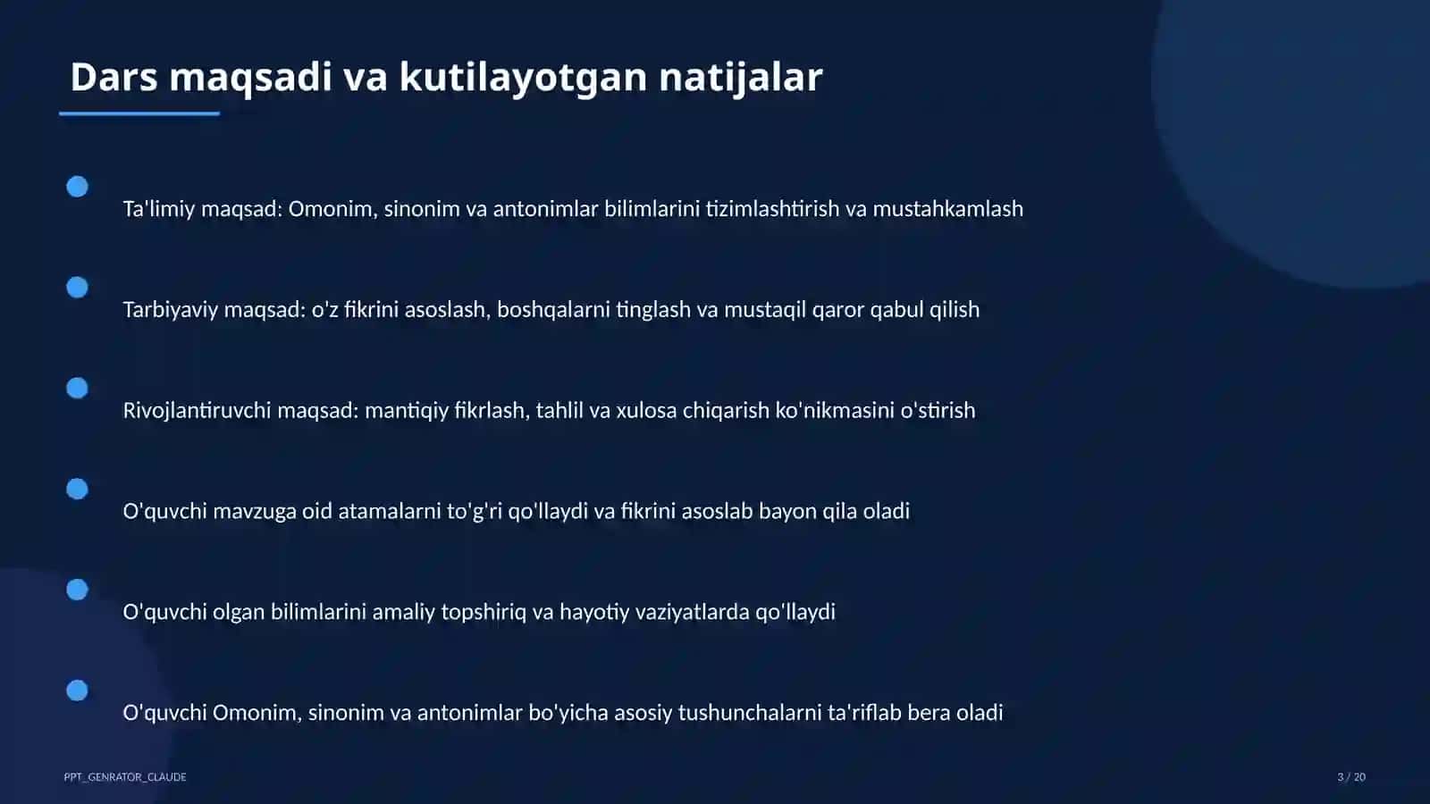 Omonim, sinonim va antonimlar (5-sinf) 3