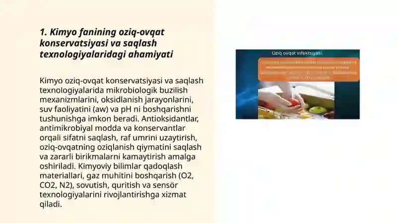 Kimyo fanining sanoat va oziq-ovqat rivojidagi ahamiyati 3
