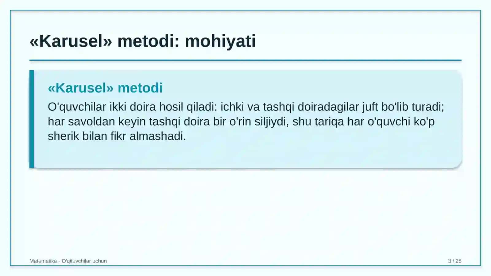 matematika darslarida karusel metodidan foydalanish 9325 3