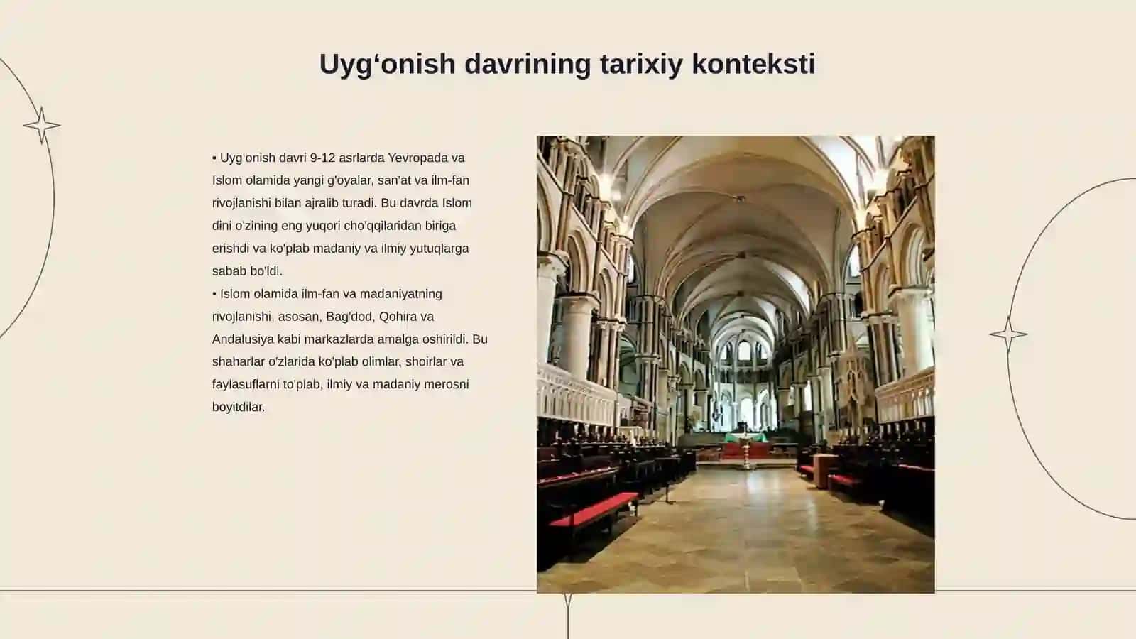Uygʻonish davrida islom dinning ravnaq topishi referat slayd 3