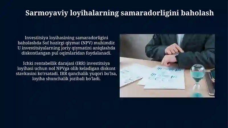 Investitsiya loyhalaring samaradorligini boholash 3
