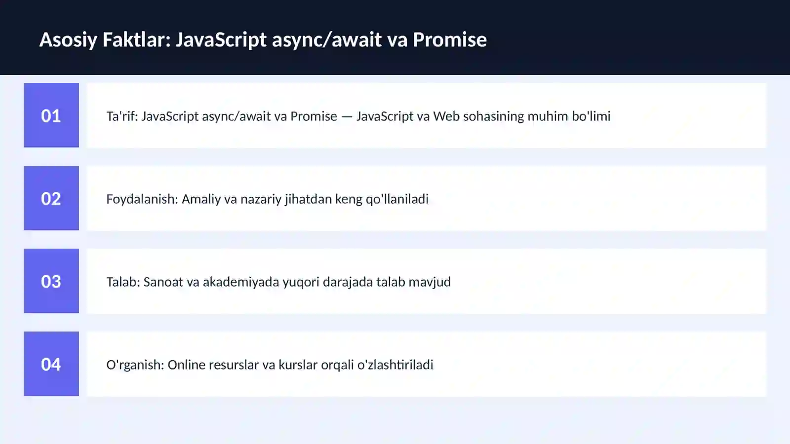 JavaScript async/await va Promise 3