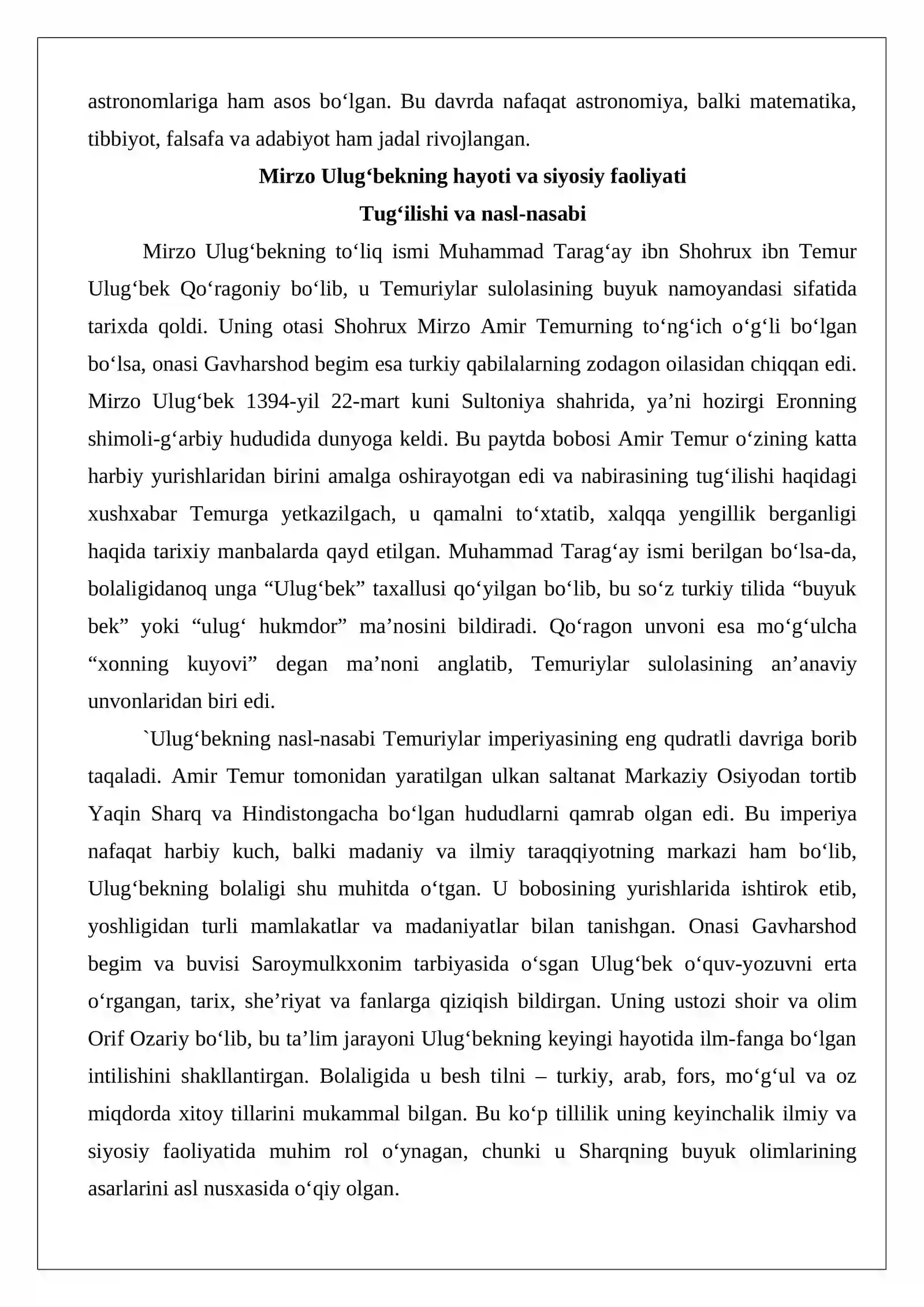 Mirzo Ulug‘bek (1394-1449) 3